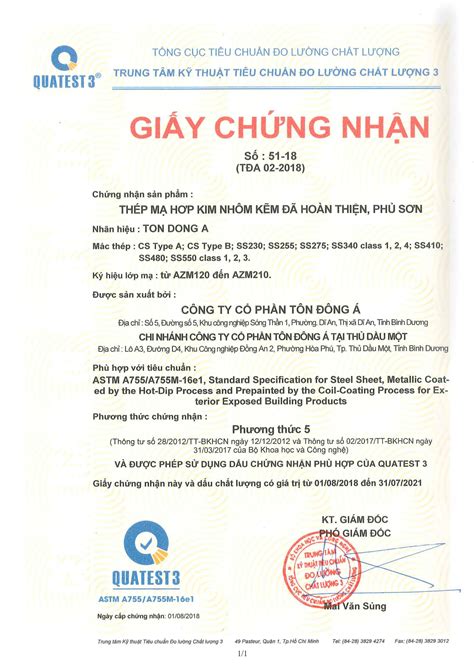 Chứng chỉ tôn Việt Nhật Bí quyết lựa chọn tôn chất lượng cao cho mọi