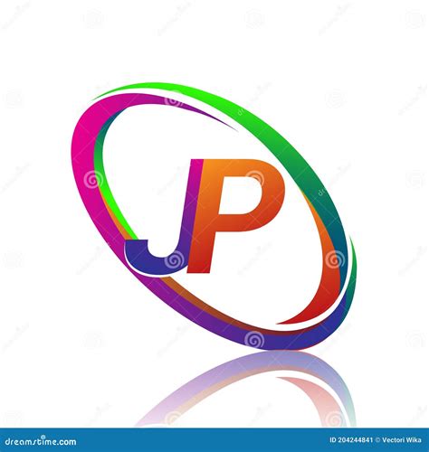 Letter Jp Logotype Design For Company Name Colorful Swoosh Vector Logo