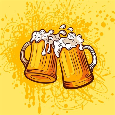 Premium Vector Vector Beer Illustration On Bright Yello Background