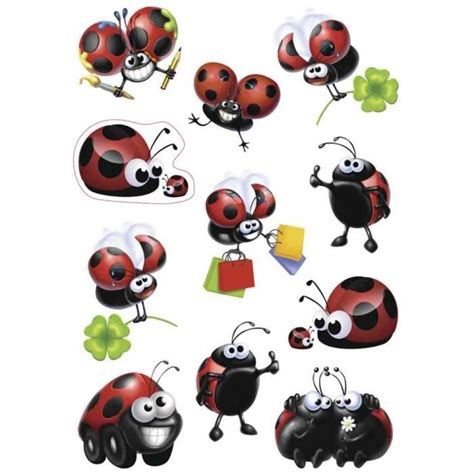 Sticker Decor Coccinelles Rigolotes Achat Vente Stickers Cdiscount