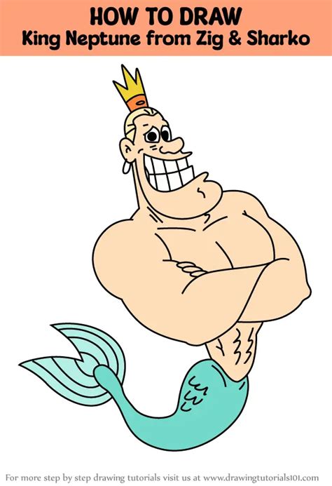 How To Draw King Neptune From Zig Sharko Zig Sharko Step By Step