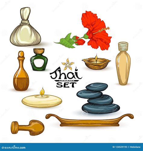 A Set Of Items For Thai Massage Stock Vector Illustration Stock