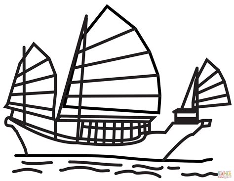 Chinese Junk Coloring Page Free Printable Coloring Pages