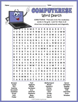 Computer Science Lab Word Search Worksheet Activity Th Th Th Th