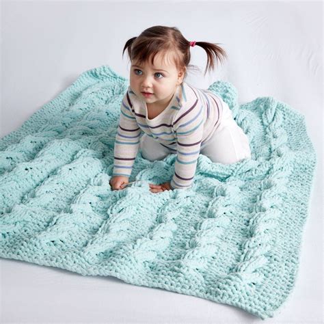 Bernat Baby Blanket Cable Columns Knit Baby Blanket Knitted Baby