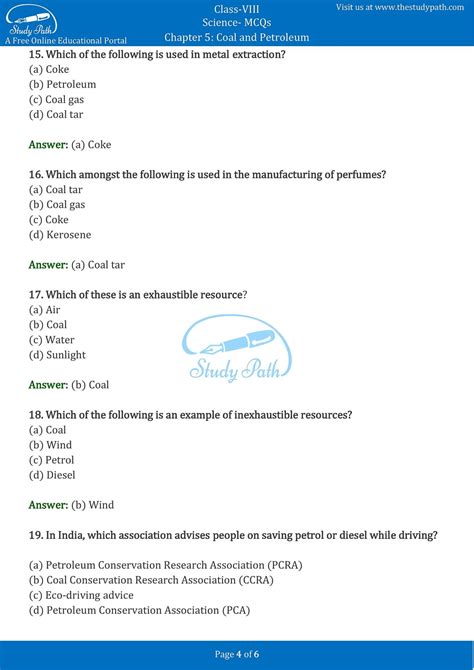 Class Science Chapter Coal And Petroleum Mcq With Answers