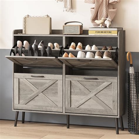 Amazon Maupvit Large Shoe Cabinet With Flip Drawers