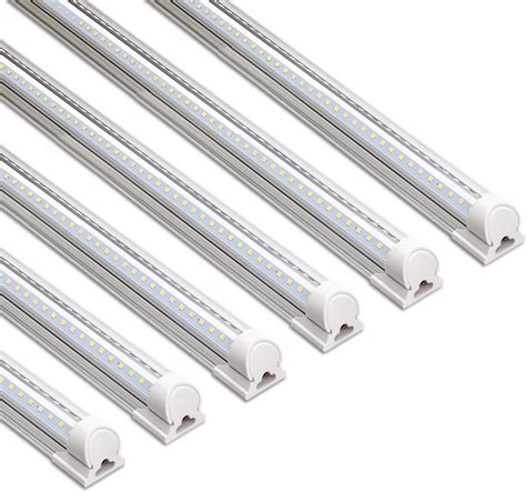 Gayusan 10 Pack Led Shop Light 8ft 100w 15500lm 5000k 6 Rows V Shape Clear Cover Hight