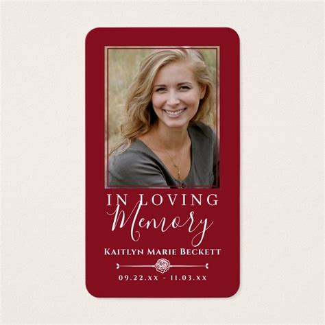 Simple Custom Photo Laminated Memorial Cards Zazzle Memorial Cards ...