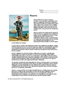 Pizarro Q A Worksheet By Oasis Edtech Tpt