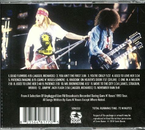 Guns N Roses Unplugged 1993 Acoustic Broadcast Recordings Cd At Juno