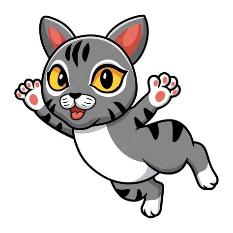 Dessin Animé Mignon Chat Mannois Volant Vecteur Premium