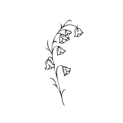 Bluebell Minimalist Flower Tattoo Design, Floral Line Art Instant ...