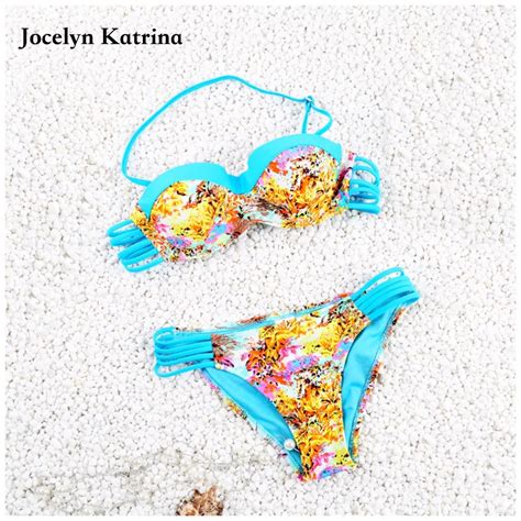 Jocelyn Katrina Bandage Bikini Sexy Bright Color Strappy Swimsuit