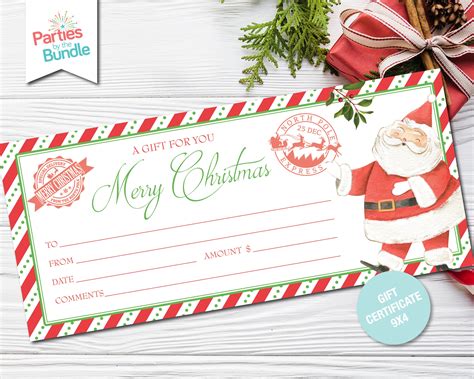 Printable Christmas T Certificate Santa T Voucher T Etsy