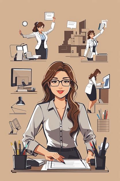 Mujeres De Negocios Trabajadoras Personaje Dibujado A Mano Dibujos