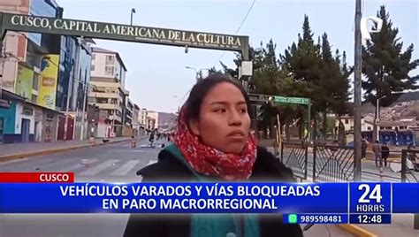 Paro macro regional en Cusco vehículos varados y vías bloqueadas por