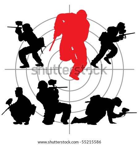 Paintball Silhouettes And A Target Vector Illustration 55215586