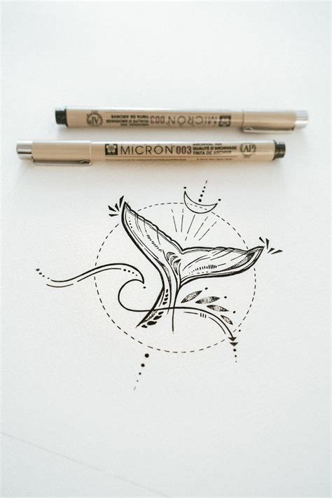 Whale Tail Delicate Line Drawing Artwork Perfect For Small Tiny Tattoo Idea For Wildlife Lovers