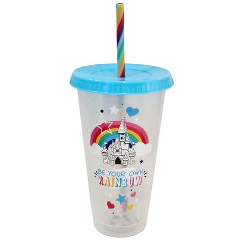 Disney Tumbler with Straw - Disney World Castle - Be Your Own Rainbow