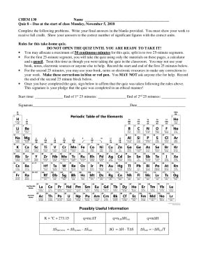 Fillable Online Quiz Key Chem Quiz Name Due At The Beginning