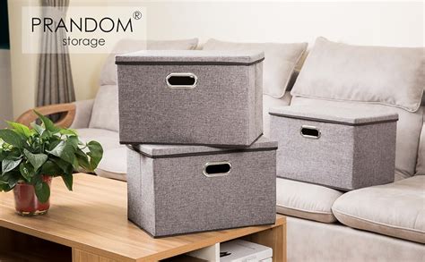 Amazon PRANDOM Large Collapsible Storage Bins With Lids 3 Pack