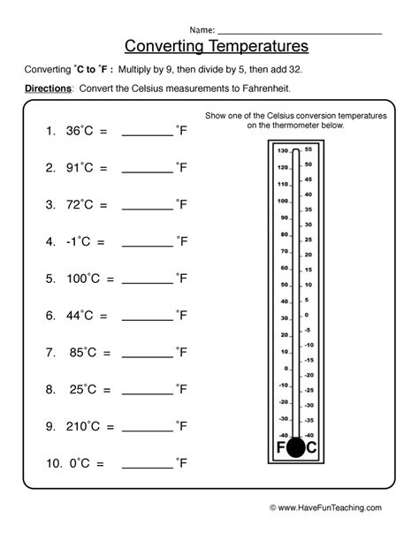 Temperature Conversion Problems And Answers