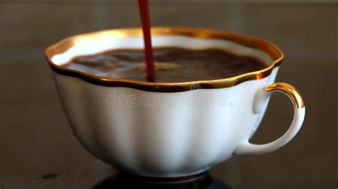 Cup Of Freshly Brewed Hot Coffee With Steam Stock Footage Video Of