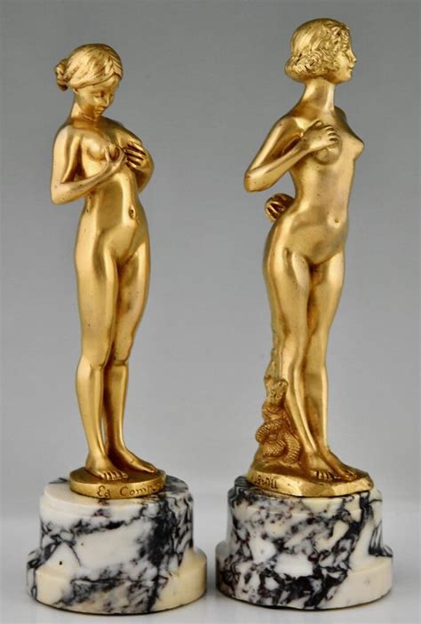 Pair Of Art Nouveau Bronze Nude Sculptures Deconamic