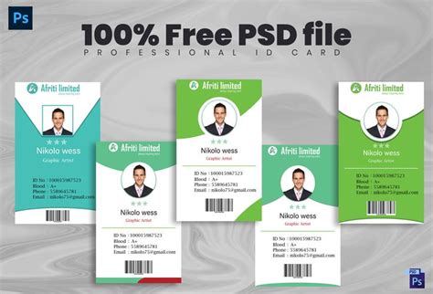 Professional id cards PSD file Free Download _Sphotoedit | Free ...