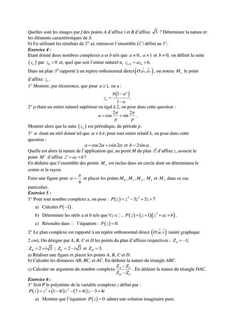 Solution Exos Complexe Nombres Complexes Studypool