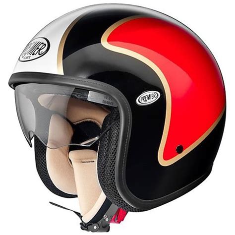 Casco Moto Jet Premier Vintage In Fibra Con Visierino Integrato Italian