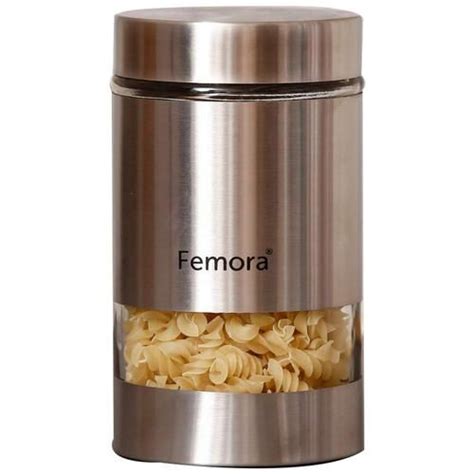 Buy Femora Kitchen Storage Jar Metallic Clear Glass For Pulses Grains Online At Best Price