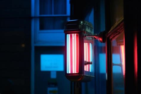 Premium Photo | A red light that is lit up with red neon lights