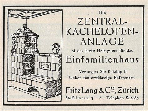 Vintage Reklame Z Rich Fritz Lang Kachelofen Ofen Kaufen