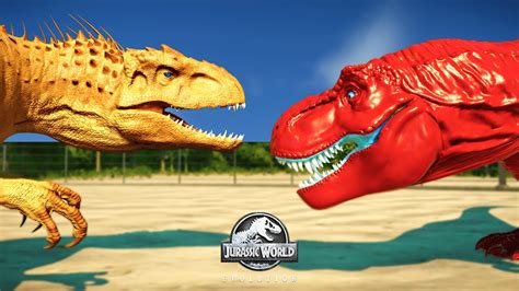 Amber Indominus Rex Vs Red Tyrannosaurus Rex Pink Spinosaurus