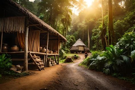 Premium Ai Image A Hut In The Jungle