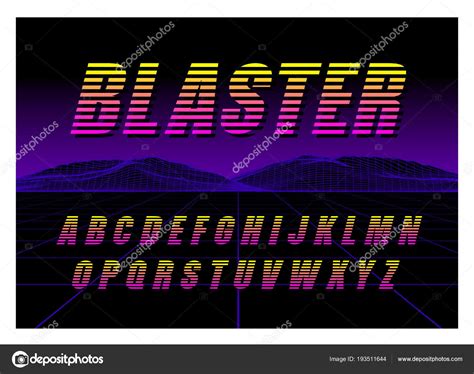 80'S Retro Futurism Style Font Vector Brush Stroke Alphabet Retro Stock ...