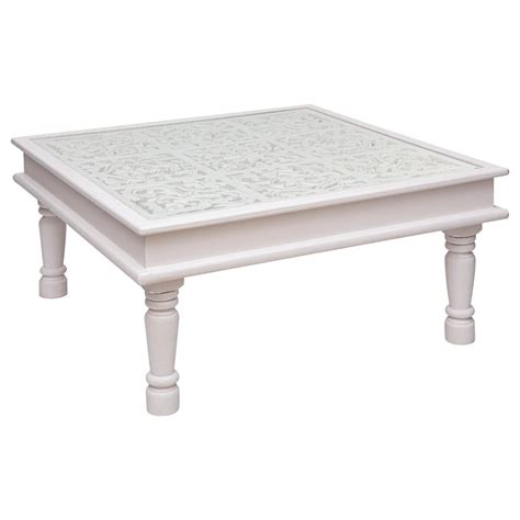 Table Basse Blanche Manguier Plateau Verre Tremp Atmosphera