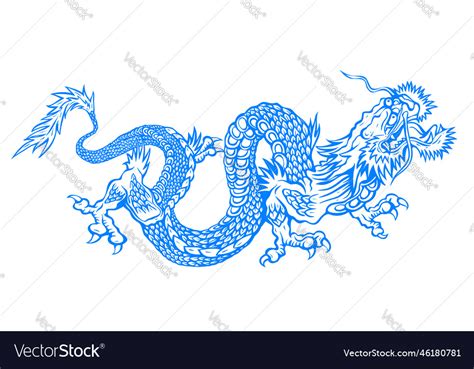 A chinese blue dragon tattoo Royalty Free Vector Image