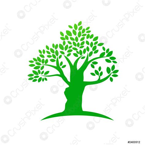 Tree silhouette with green color vector - stock vector 2403512 | Crushpixel