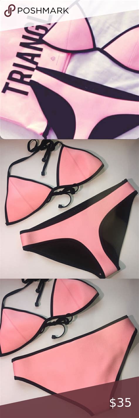 Triangl Pink And Black Bikini Black Bikini Triangl Swimwear Triangl