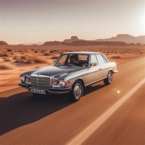 Premium AI Image A Classic Car Driving Through The Desert With A