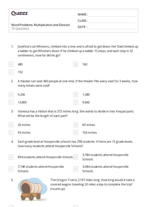 50 Multi Digit Multiplication Word Problems Worksheets For 4th Class