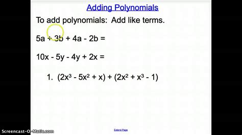 81 Adding Polynomials Part 1 Youtube