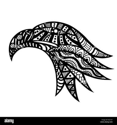 Zentangle Stilisierten Kopf Des Adlers Hand Gezeichnet Doodle Vector