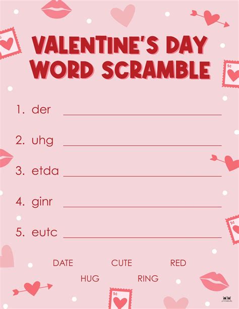 Valentines Day Word Scrambles 10 Free Pages Printabulls