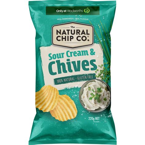 The Natural Chip Co Sour Cream Chives 220g Woolworths