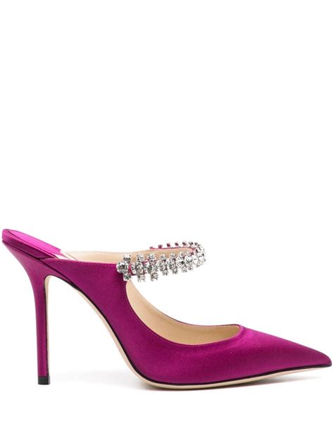 Jimmy Choo Bing Mm Crystal Embellished Mules Purple Farfetch