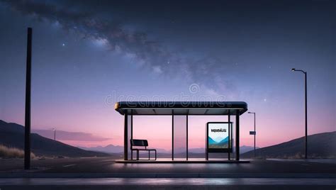 Futuristic Bus Stop Exploration Ai Generated Stock Photo Image Of